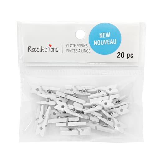 12 Packs: 20 ct. (240 total) Mini White Clothespins by Recollections™
